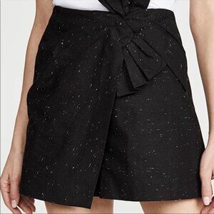NWT Rebecca Taylor Denim Skort in Black Twill with Bow